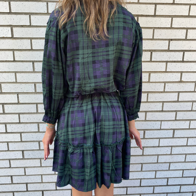 Simply Southern Plaid Green And Black Dress With Tie Sissy Boutique
