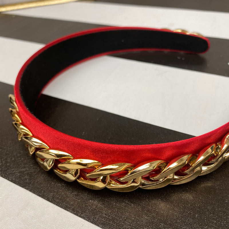 RED AND GOLD CHAIN HEADBAND-Sissy Boutique-Sissy Boutique
