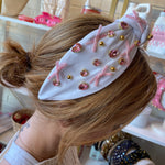 White Rhinestone Headband With Bows Sissy Boutique
