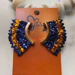 Orange and Navy Glitter Angel Wing Earrings Sissy Boutique