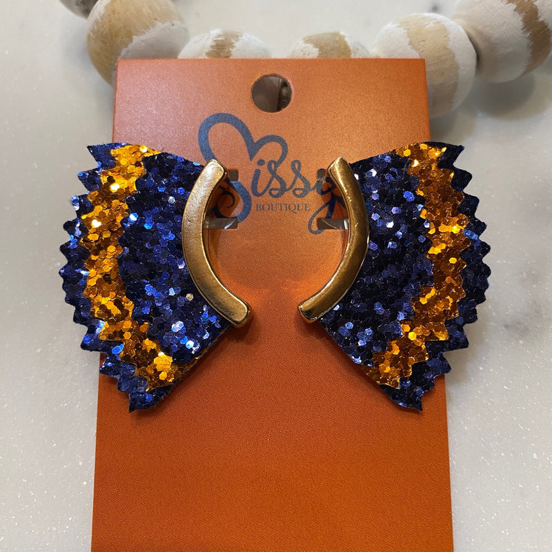 ORANGE AND NAVY GLITTER ANGEL WING EARRINGS-Sissy Boutique-Sissy Boutique