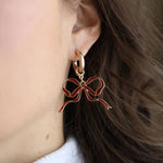 VERONICA GAME DAY BOW ENAMEL EARRINGS: RED-Canvas Style-Sissy Boutique
