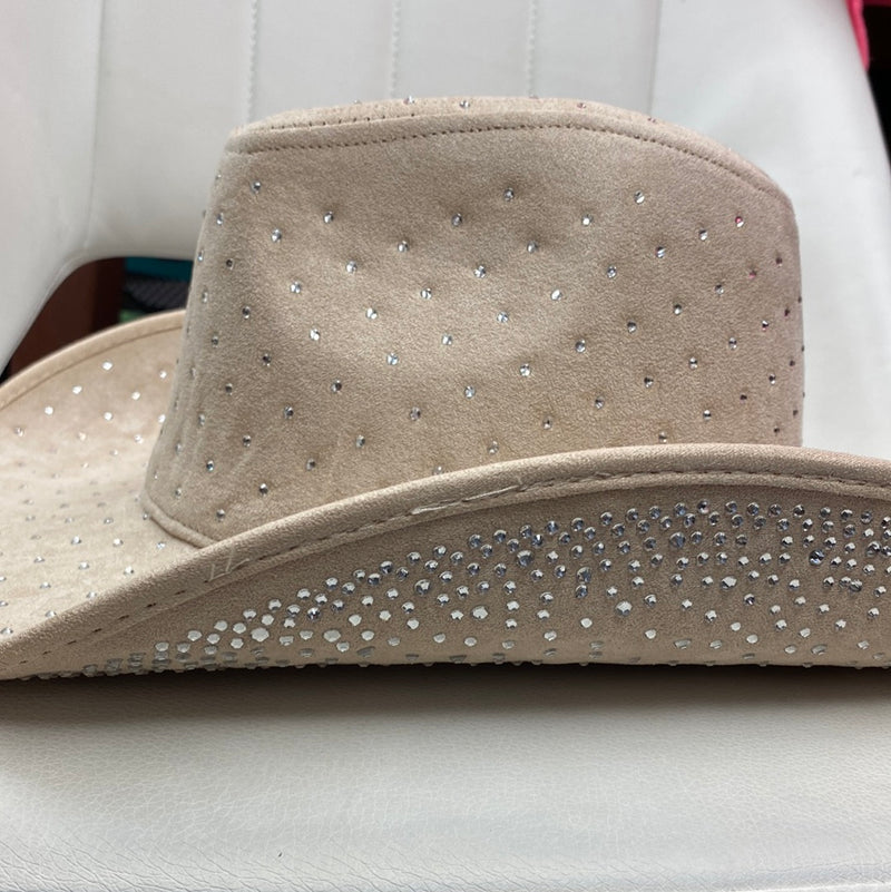 LIGHT BROWN BEDAZZLED COWBOY HAT-Sissy Boutique-Sissy Boutique