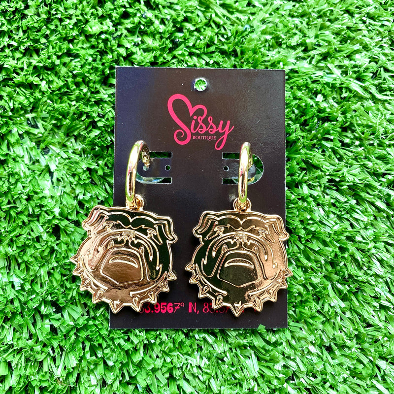 Gold Bulldog Metal Hoop Earrings-Sissy Boutique-Sissy Boutique