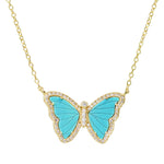 Turquoise Butterfly Necklace With Crystals|Kamaria Kamaria Jewelry