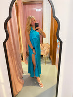 Turquoise One Shoulder Maxi Dress-Jodifl-Sissy Boutique