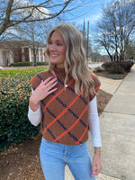 BROWN CHAIN PRINT KNIT SWEATER VEST-THML-Sissy Boutique