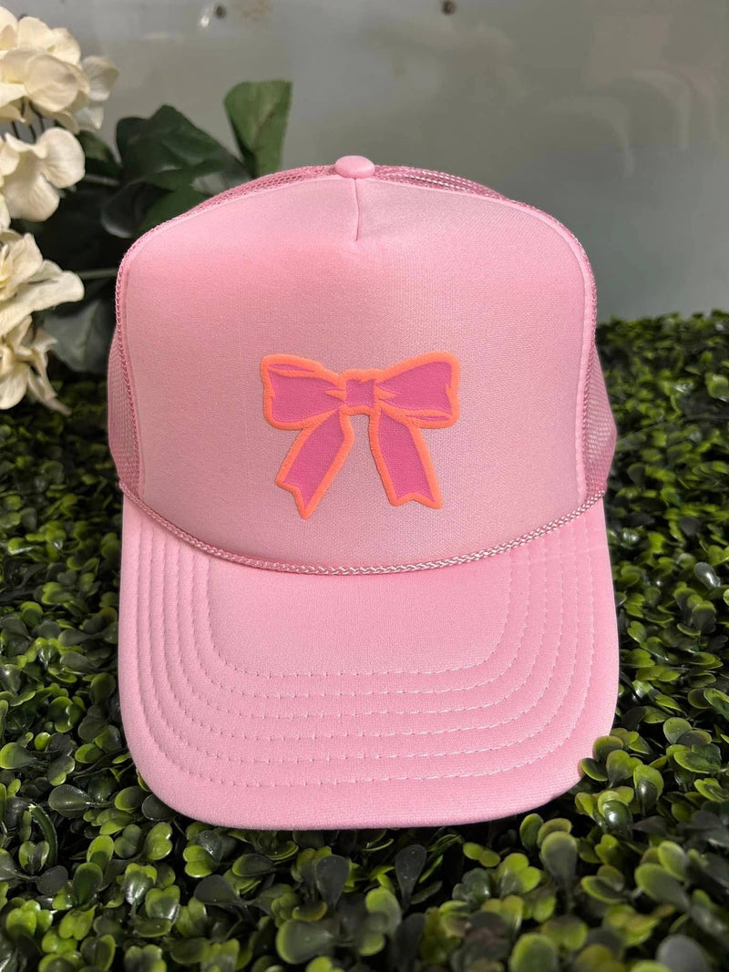 BOW PUFF PINK TRUCKER HAT-Southern Bliss Co.-Sissy Boutique