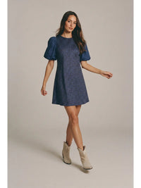 Aegean Wild Navy Leopard Print Puff Sleeve Mini Dress | Meetmeinsantorini