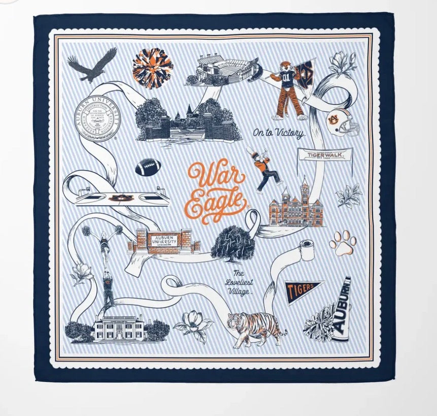 Auburn University Striped Silk Scarf | Gracefully Made Art