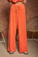 Sunset Orange Velvet Geometric Sleeveless Round Neck Pants Set Davi & Dani