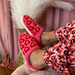 PINK SLIPPERS WITH RED HEARTS-Sissy Boutique-Sissy Boutique