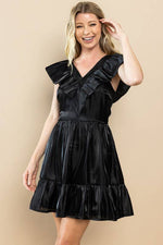 BLACK TIERED RUFFLE MINI DRESS-TCEC-Sissy Boutique