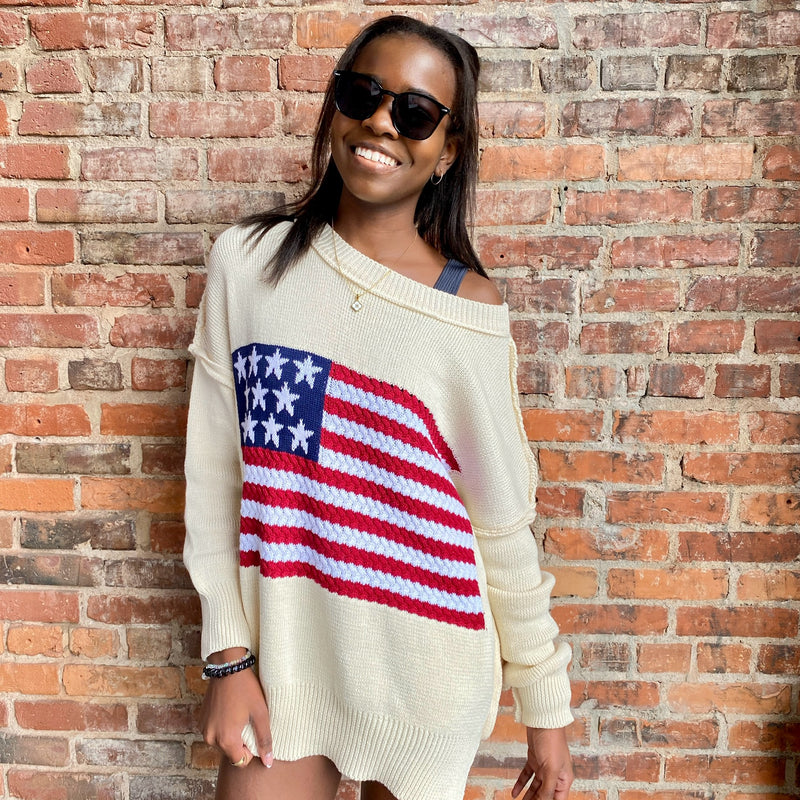 SIMPLY SOUTHERN AMERICAN FLAG SWEATER-Sissy Boutique-Sissy Boutique