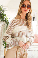 Ivory and Taupe Striped Sweater Vine & Love