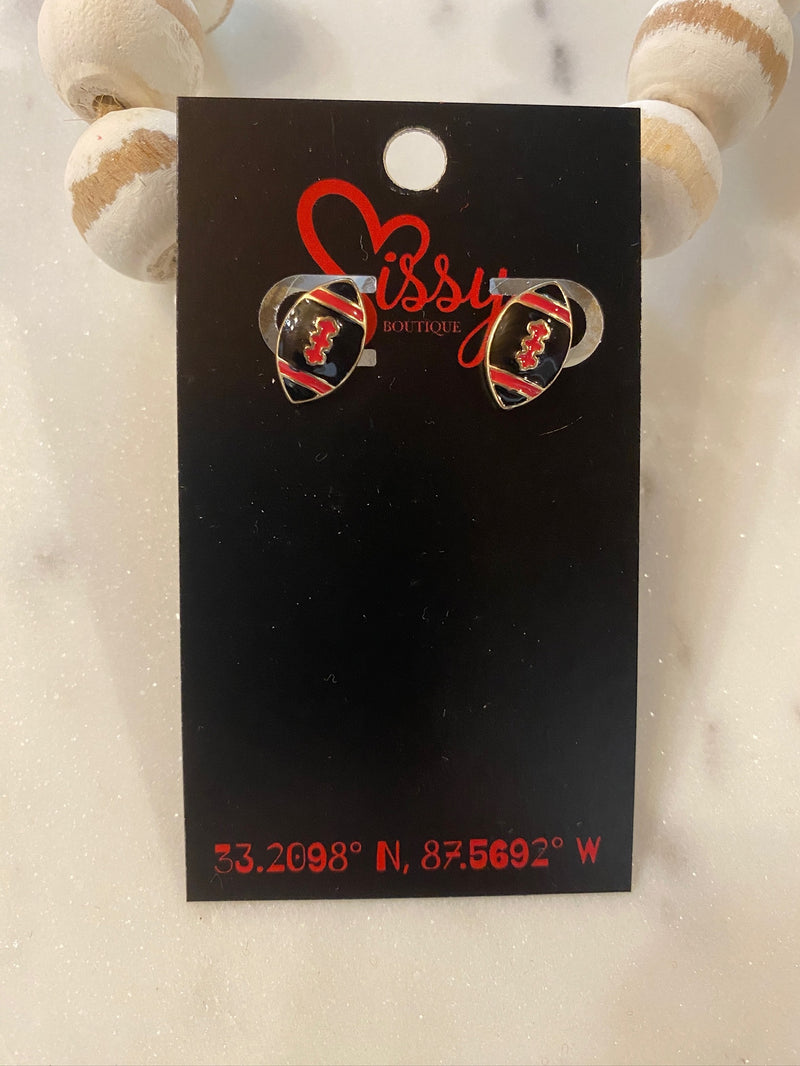 Black and Red Football Studs Sissy Boutique