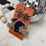 Orange And Blue Helmet Dangle Earrings With Diamond Sissy Boutique