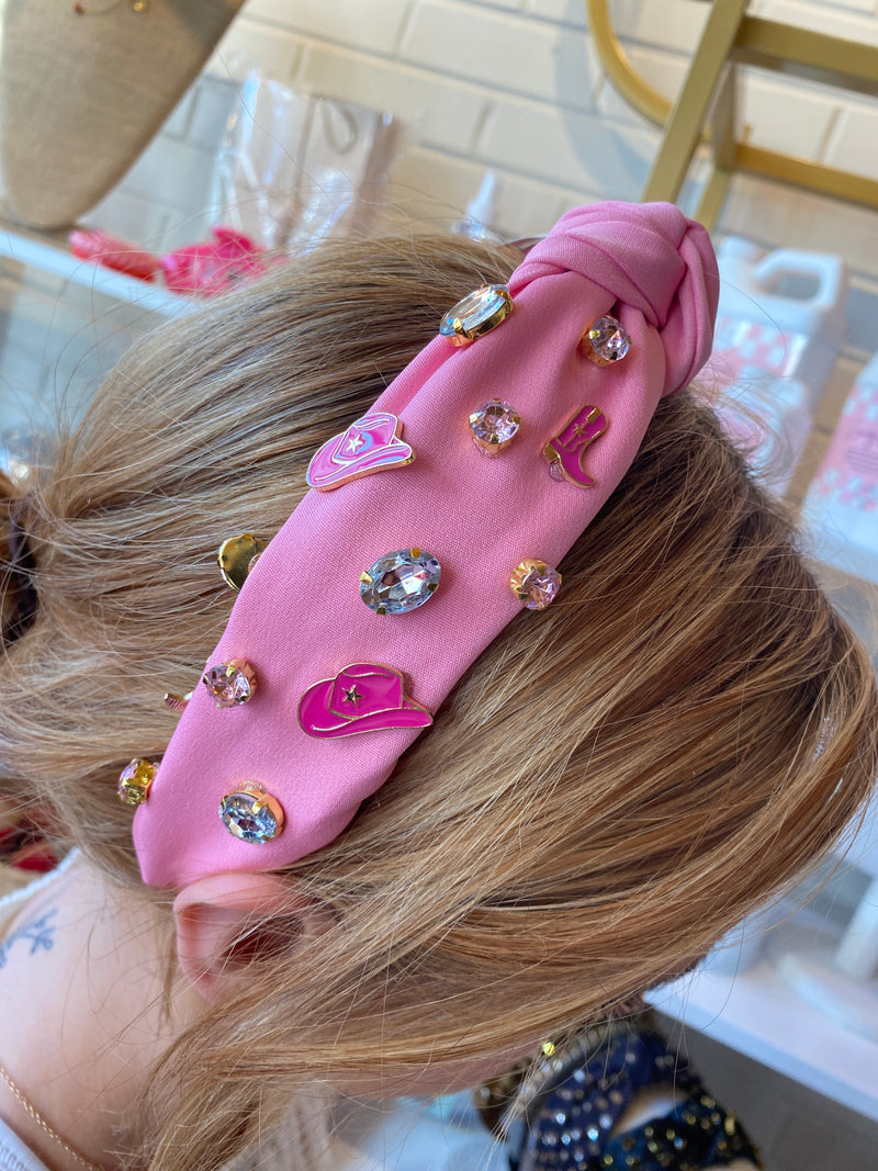 Pink Rhinestone Cowboy Headband Sissy Boutique