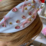 White Rhinestone Headband With Bows Sissy Boutique