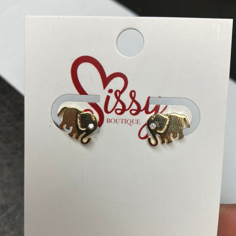 Gold Elephant CZ Studs Sissy Boutique