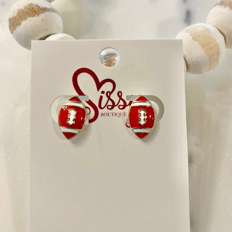 Crimson and White Football Studs Sissy Boutique