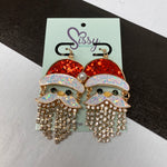 Crystal Santa Earrings With Glitter Sissy Boutique