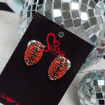 RED AND BLACK DIAMOND FOOTBALL STUDS-Sissy Boutique-Sissy Boutique