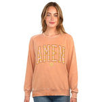 RUST AMEN DAISY AND SMILEY FACE CREWNECK SWEATSHIRT-Simply Southern-Sissy Boutique