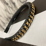 Black Leather And Gold Chain Headband Sissy Boutique