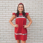 CRIMSON AND SILVER SHIFT DRESS - ALABAMA GAMEDAY-Sissy Boutique-Sissy Boutique
