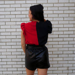 Kenzie Black Vegan Leather Ribbon Shorts VOY