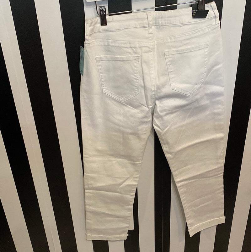Nina Rossi White Jeans Cuffed Capri Length-Sissy Boutique-Sissy Boutique