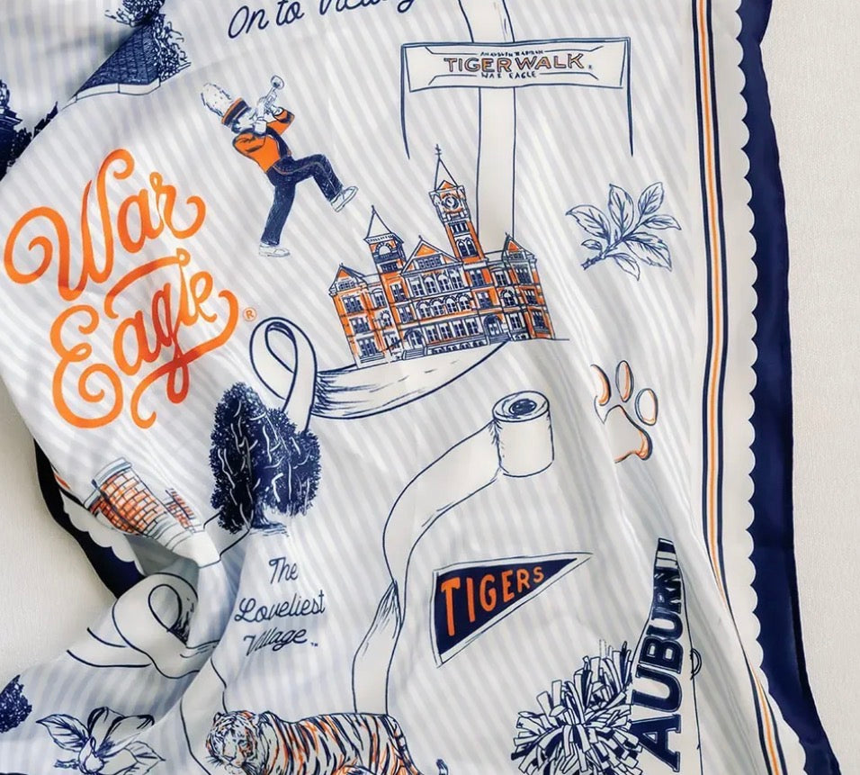 Auburn University Striped Silk Scarf | Gracefully Made Art
