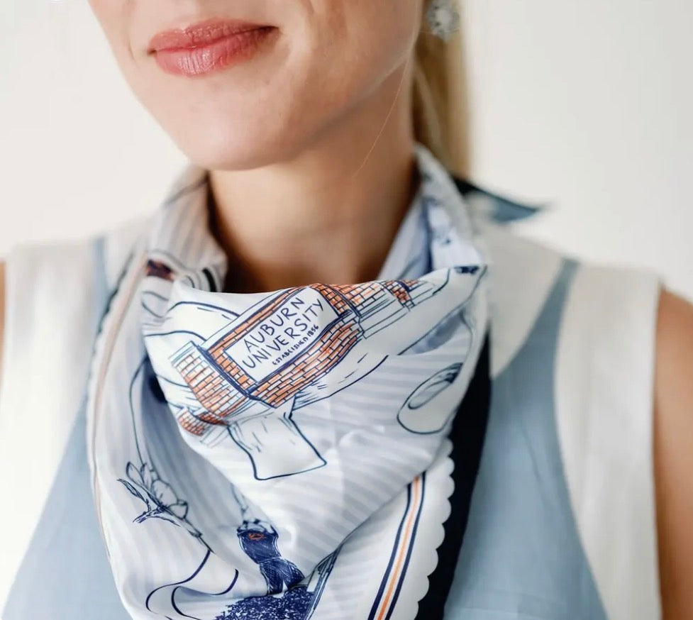 Auburn University Striped Silk Scarf | Gracefully Made Art
