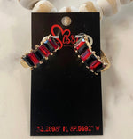 Red and Black Baguette Glass Hoops Sissy Boutique