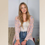 Simply Southern Pink Multicolored Popcorn Cardigan Simply Southern