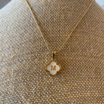 Mother of Pearl Flower Pattern Gold Initial Necklace Sissy Boutique