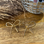 LARGE GOLD METAL BOW EARRINGS-Sissy Boutique-Sissy Boutique