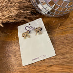 SMALL GOLD AND DIAMOND BOW STUDS-Sissy Boutique-Sissy Boutique