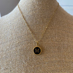 ONYX AND GOLD INITIAL NECKLACE-Sissy Boutique-Sissy Boutique