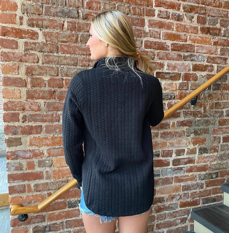 THE MINLEY BLACK CABLE KNIT PULLOVER - AUGUST BLEU-August Bleu-Sissy Boutique