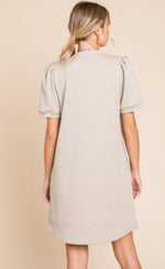 Taupe Short Sleeve Textured Dress Jodifl