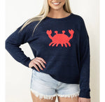 Simply Southern Navy Crab Lightweight Crewneck Sweater Sissy Boutique