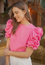 Pink Pleated Puff Short Sleeve Top-Sissy Boutique-Sissy Boutique
