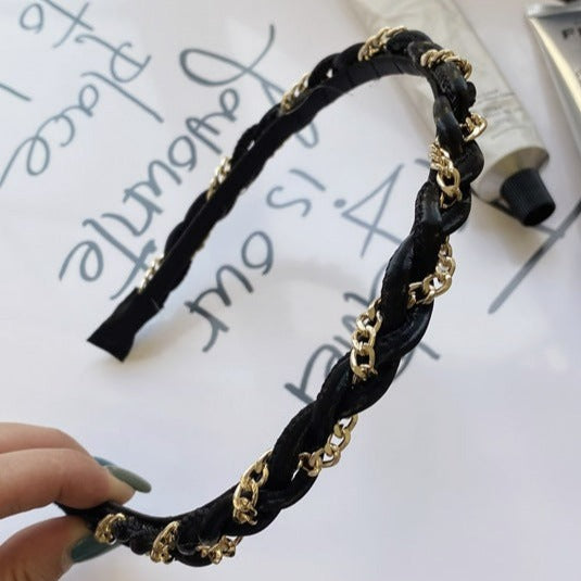 BLACK AND GOLD CHAIN CLOTH HEADBAND-Sissy Boutique-Sissy Boutique