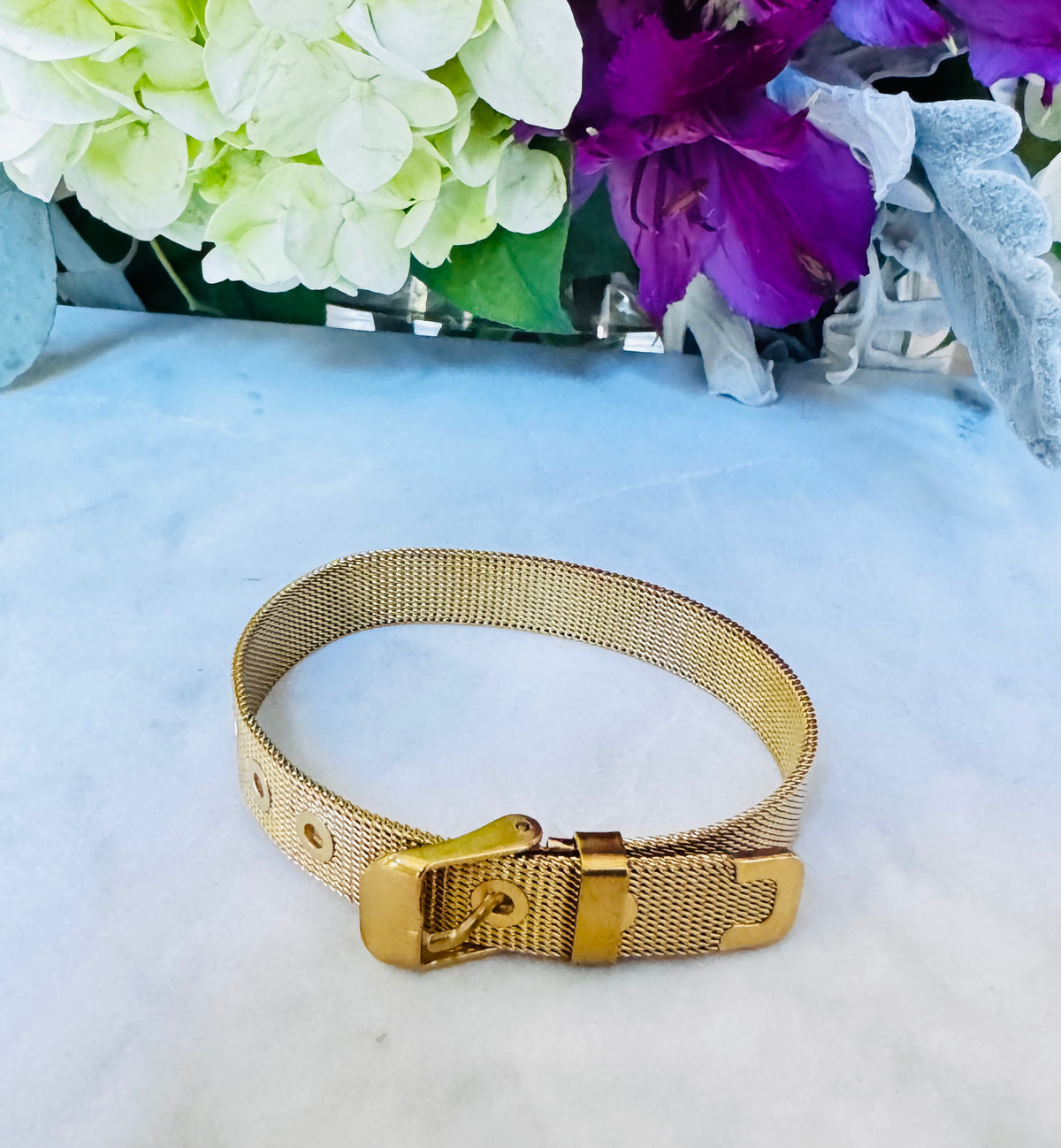18K Gold Plated Mesh Slide Bracelet (Waterproof - Tarnish-Free) | Sissy Boutique