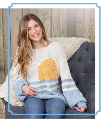 Simply Southern Sun With Stripes Popcorn Sweater Simply Southern