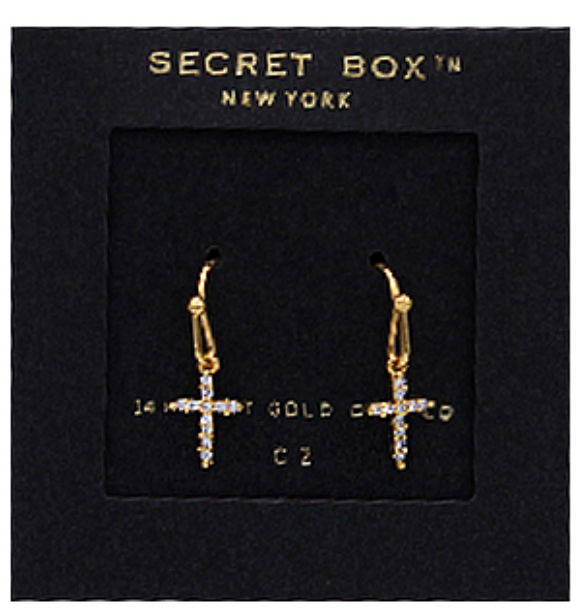 14K Gold Dipped Mini Cross Drop Earrings Sissy Boutique