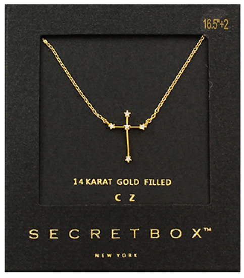 14K Gold Dipped CZ Cross Necklace Sissy Boutique