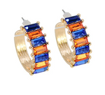 Orange and Navy Baguette Glass Hoops Sissy Boutique